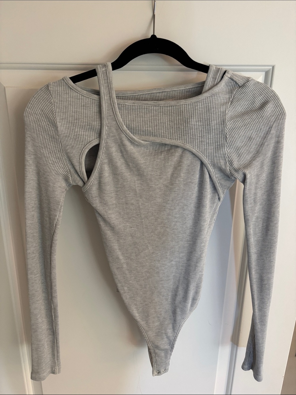 Citizens Of Humanity Asymmetrical Cutout Ribbed Bodysuit - Light Gray